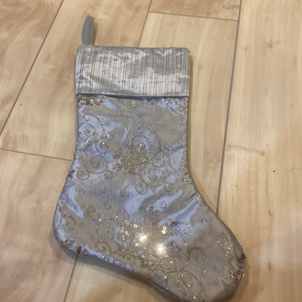 Silver sequin snowflake stocking